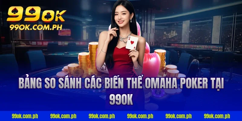 Bảng so sánh các biến thể Omaha Poker tại 99OK